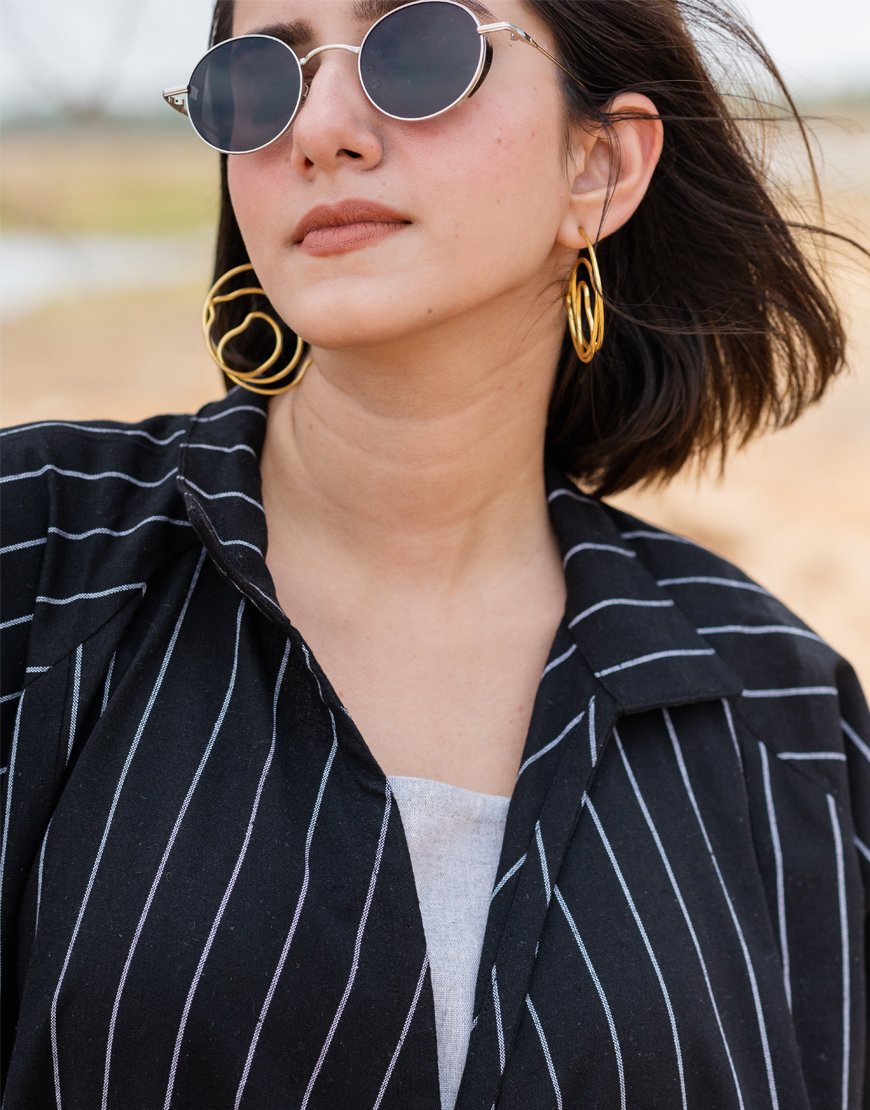 Black embroidered Jacket With Dress