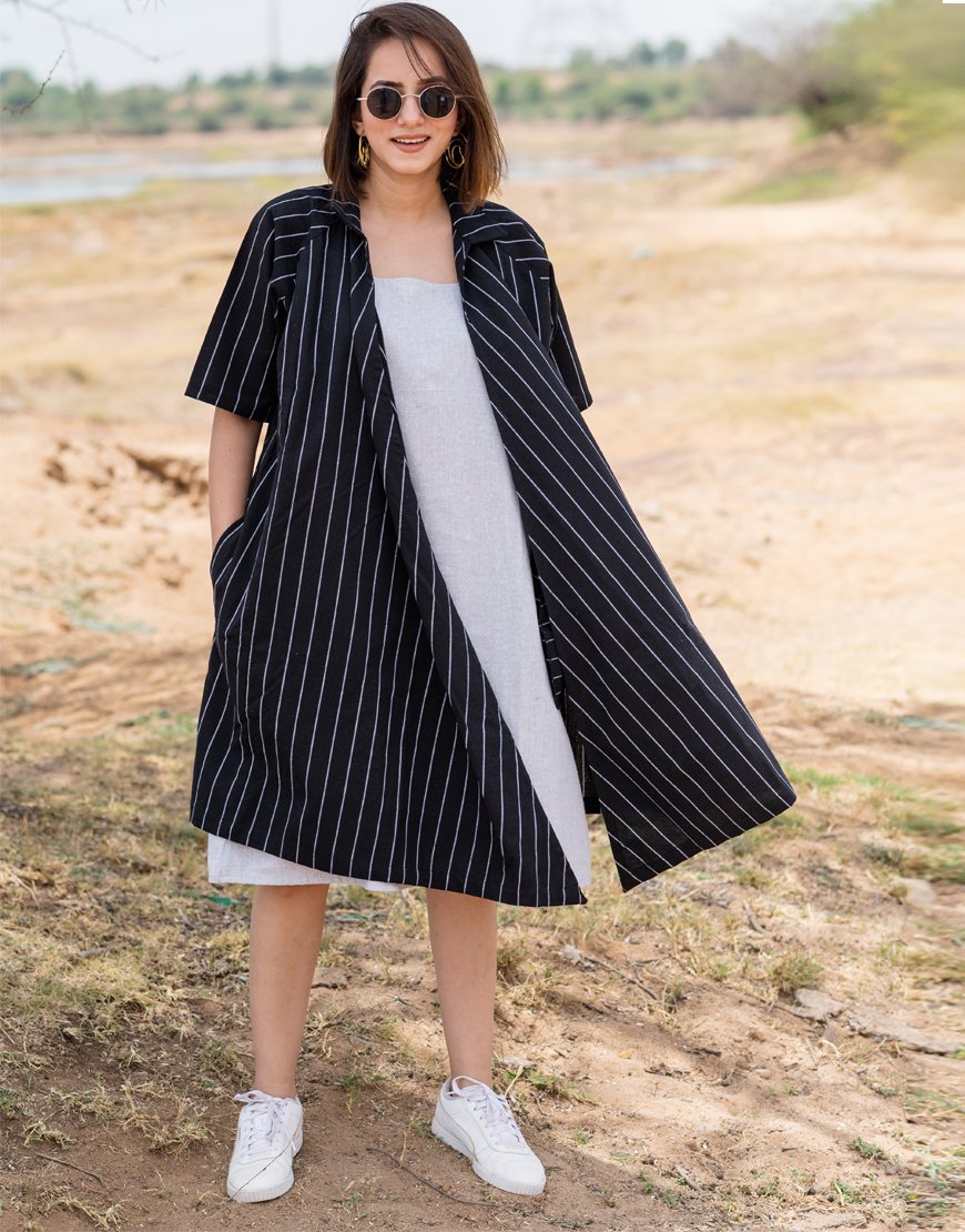 Black embroidered Jacket With Dress