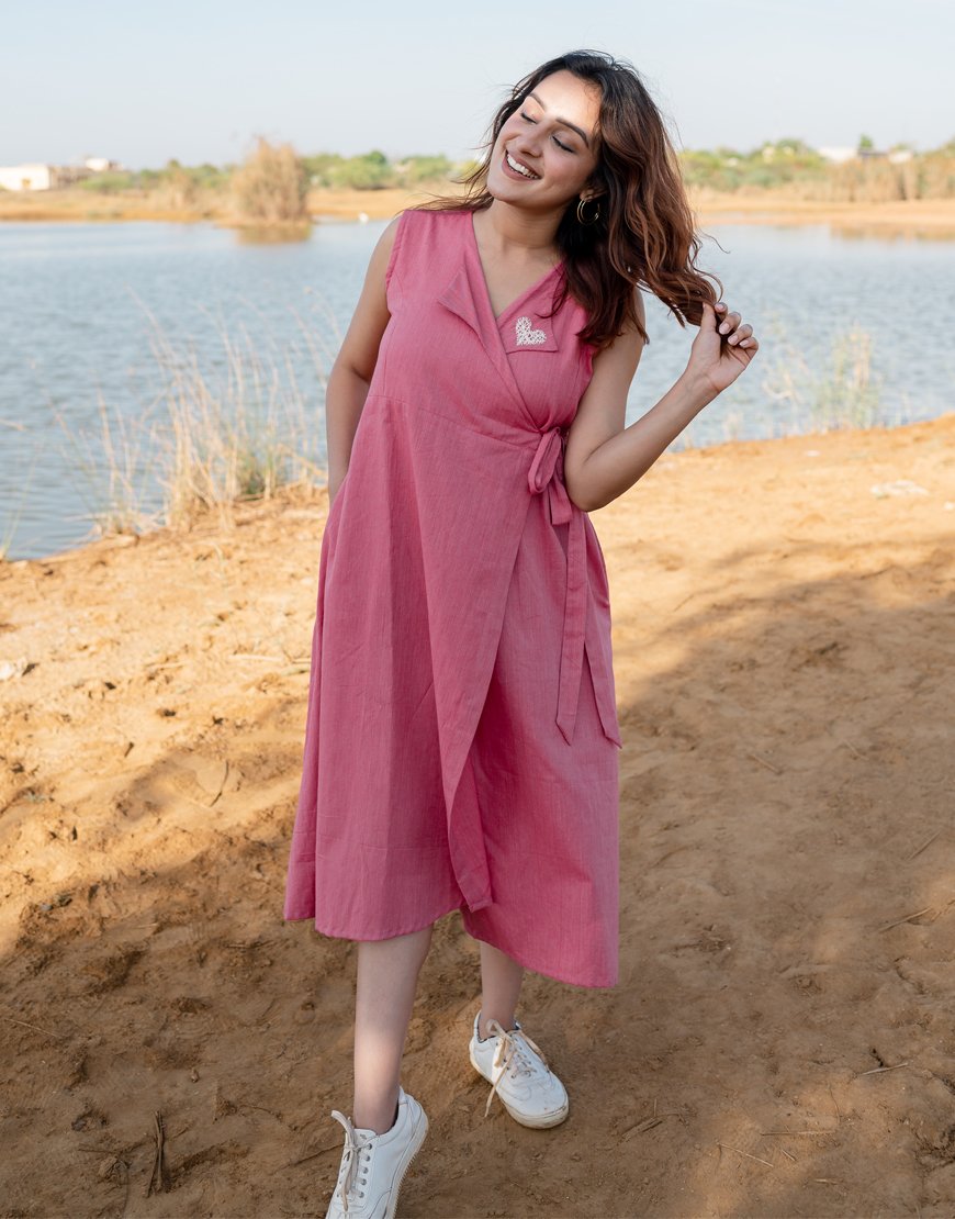 Bubblegum Pink Wrap Dress