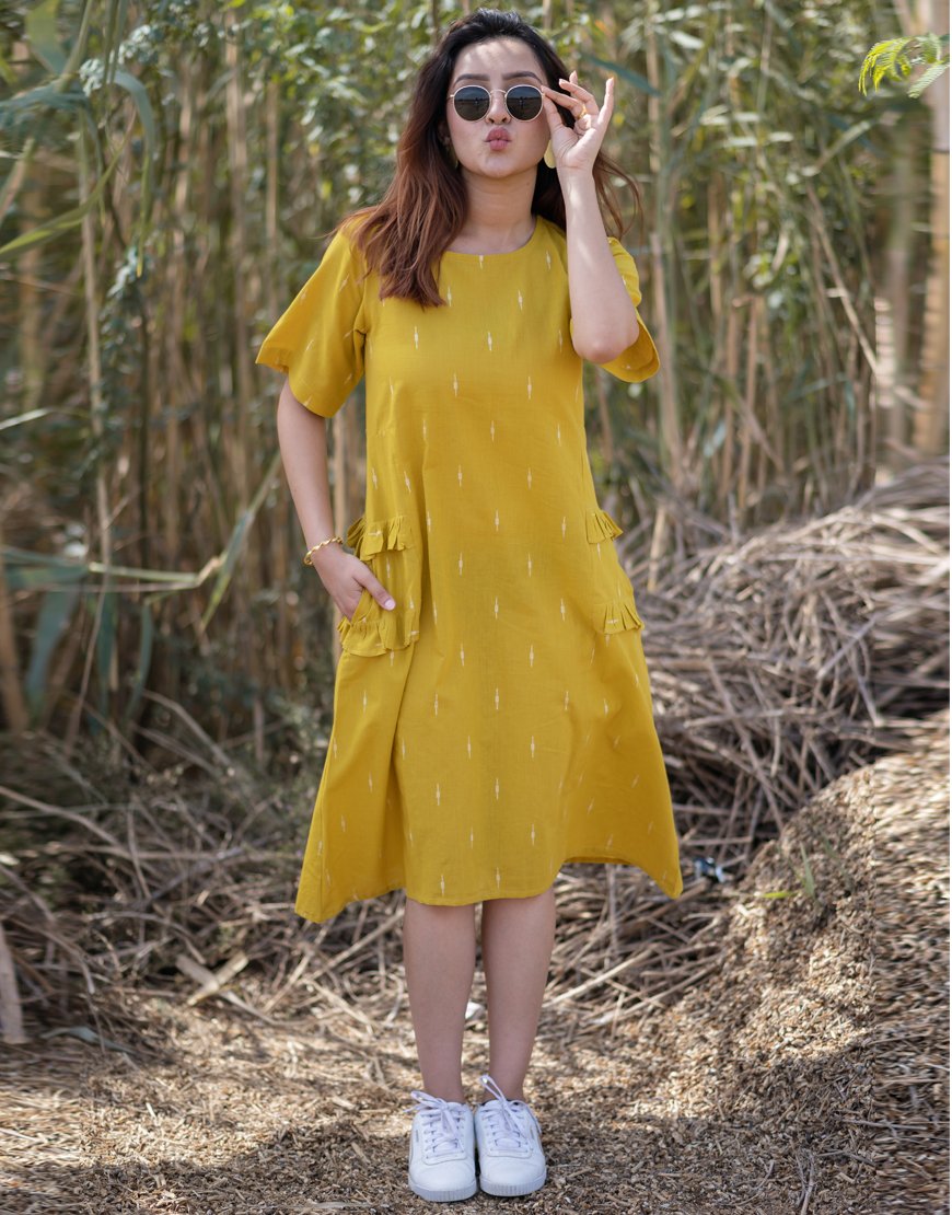 Corn Yellow Weave Dress