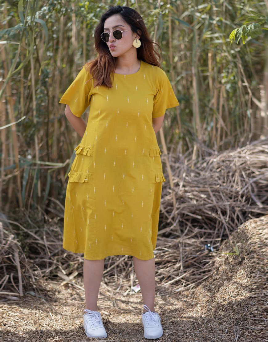 Corn Yellow Weave Dress