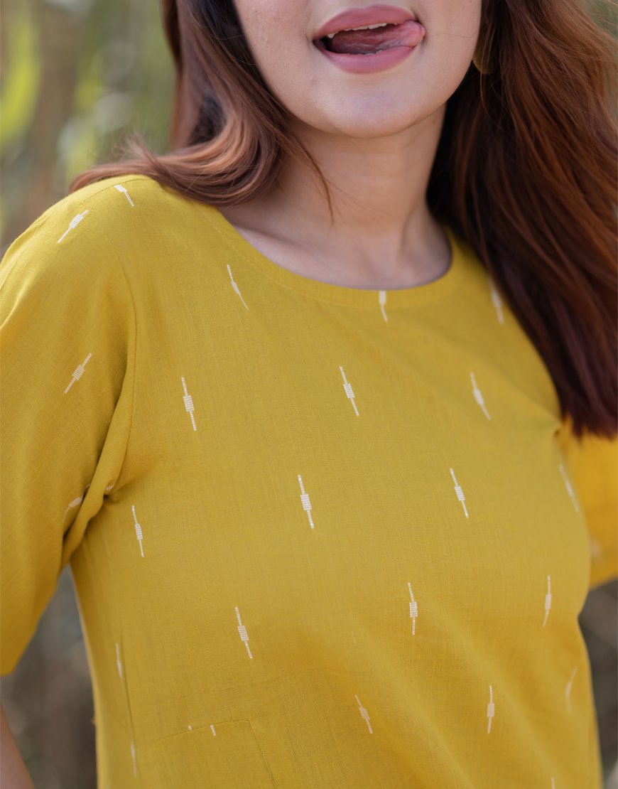 Corn Yellow Weave Dress