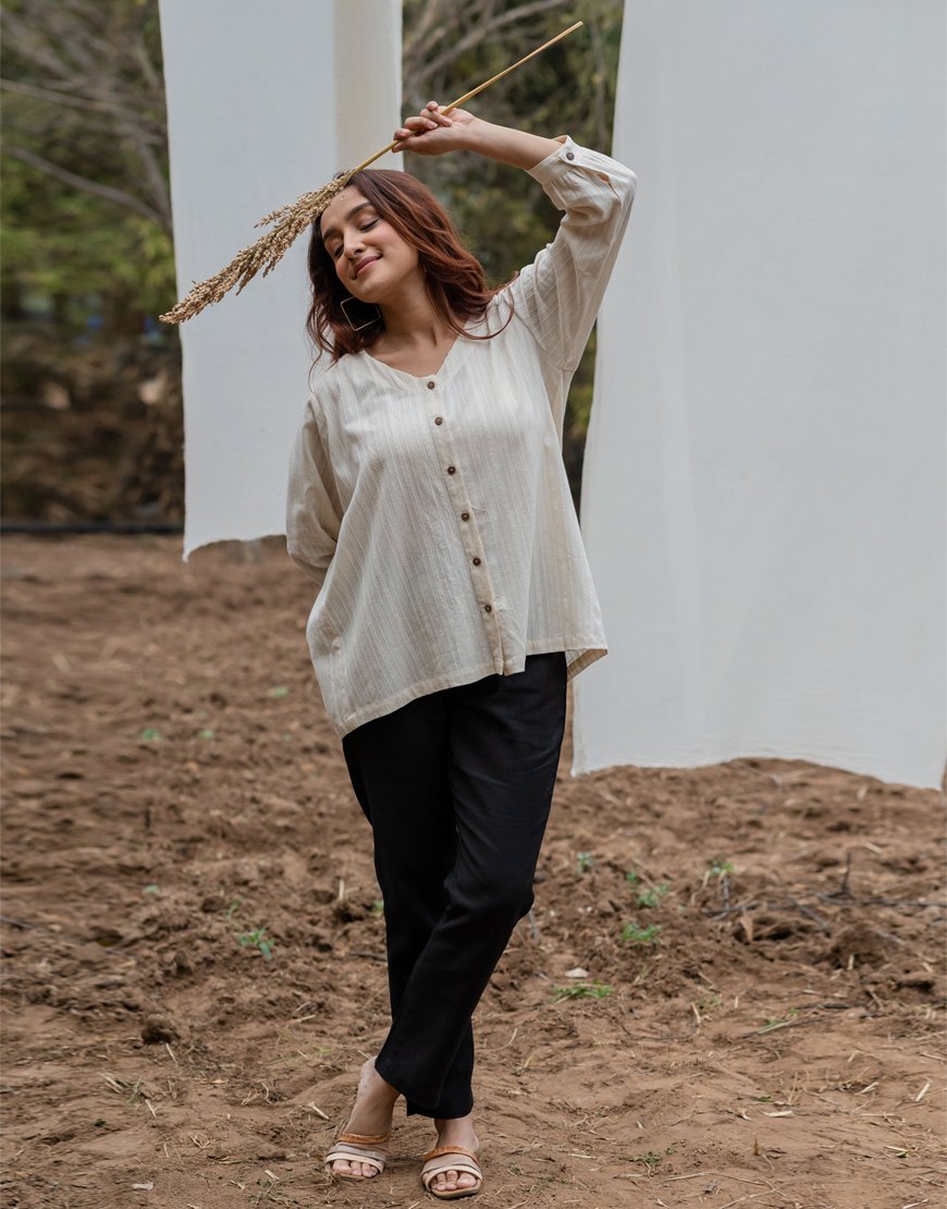 Cream Shirt Top