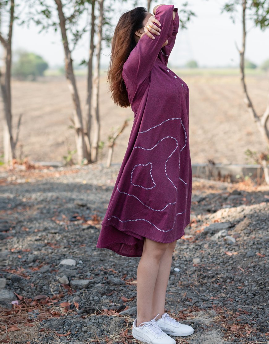 Wine-Colored Premium Flare Gown main image 1