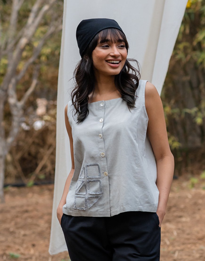 Grey Sleeveless Top