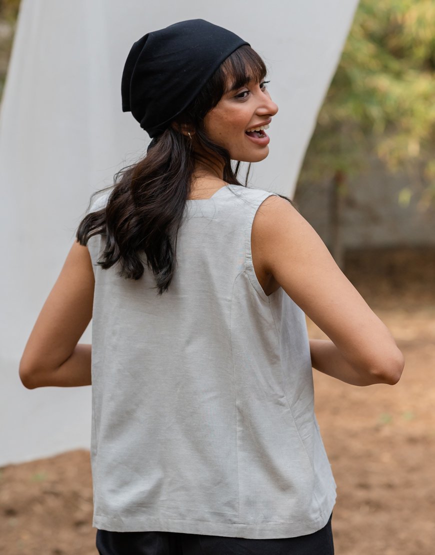 Grey Sleeveless Top