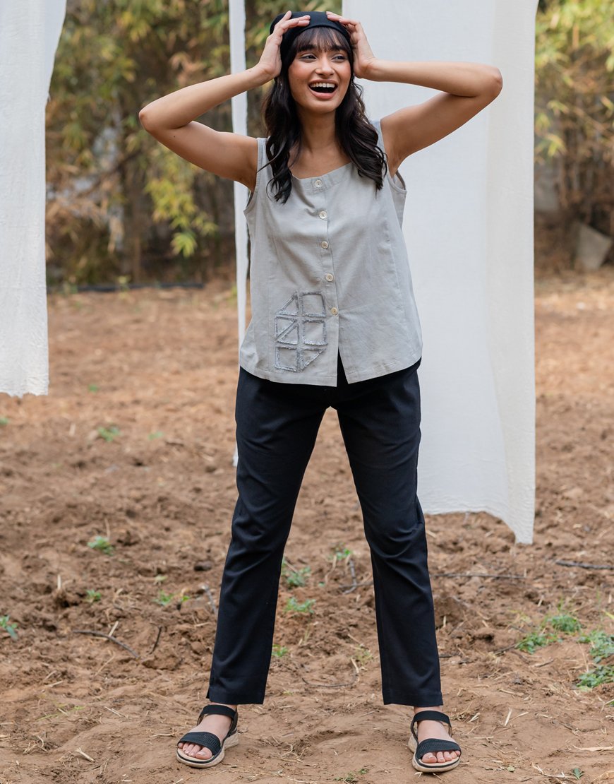 Grey Sleeveless Top