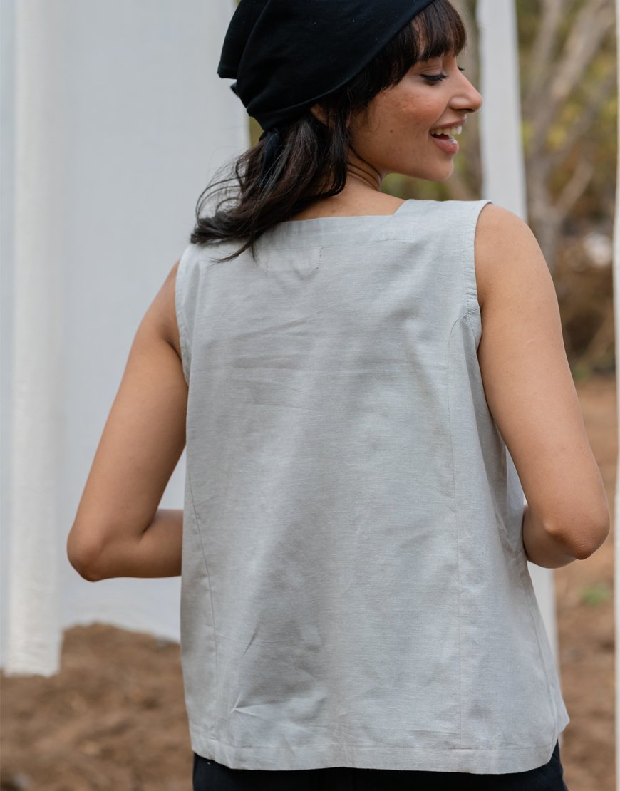 Grey Sleeveless Top