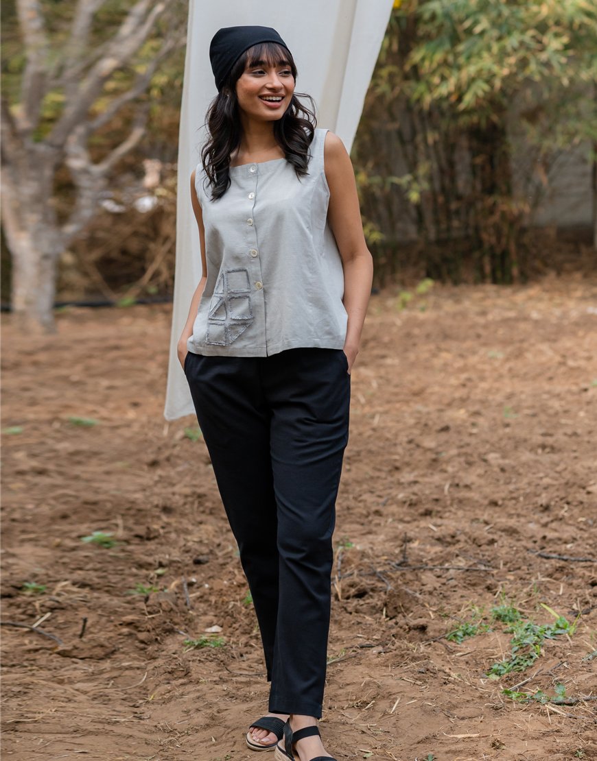 Grey Sleeveless Top