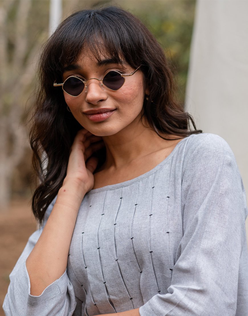 Grey Smock Top