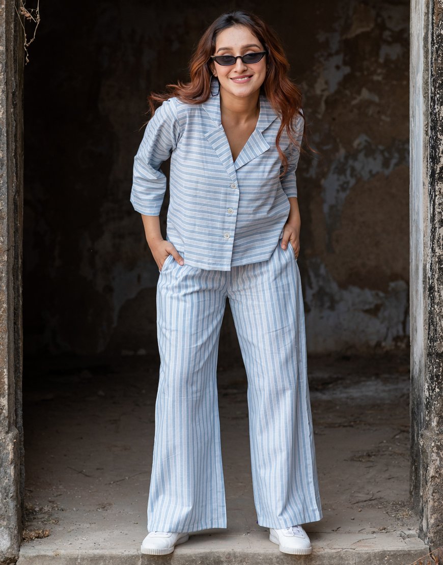 Light Blue Striped Co-ord Set