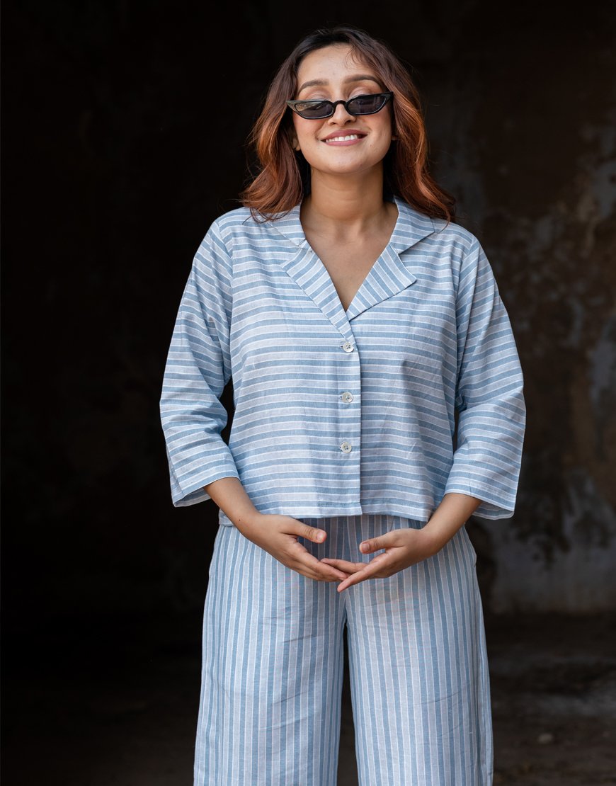 Light Blue Striped Co-ord Set