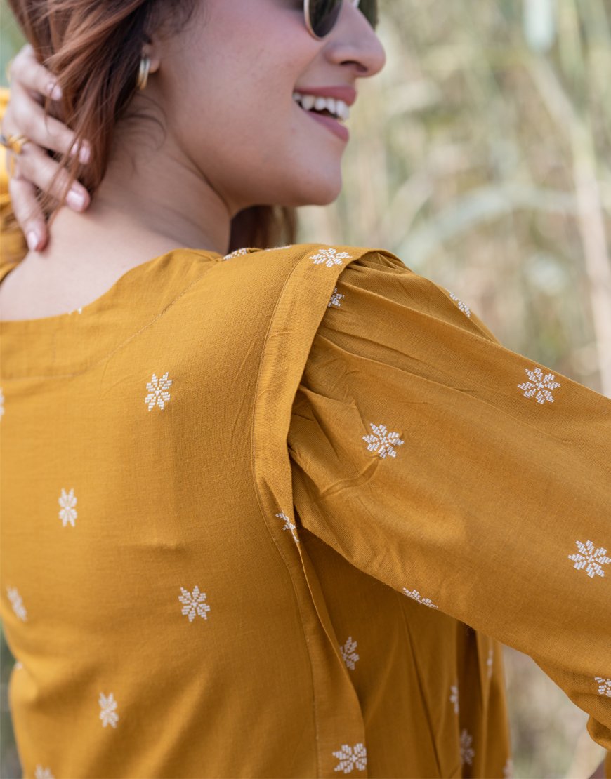 Marigold Yellow Weave Dress