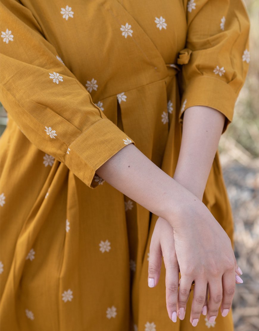 Marigold Yellow Weave Dress