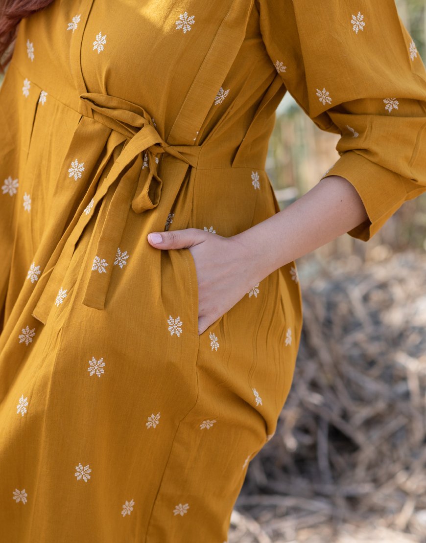Marigold Yellow Weave Dress