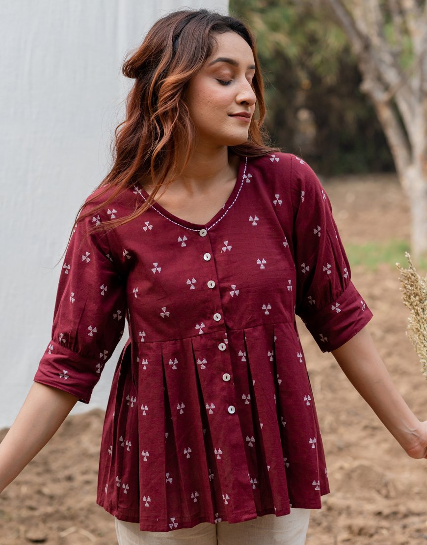 Maroon Peplum Top