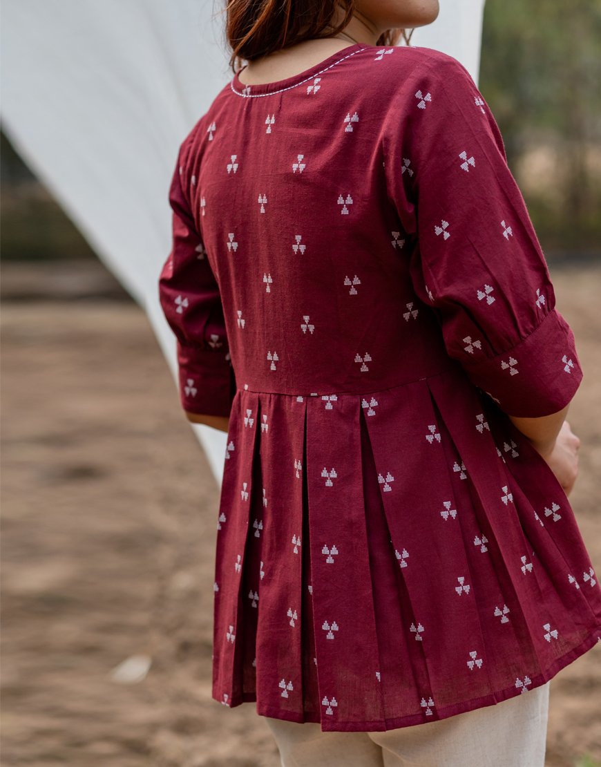 Maroon Peplum Top