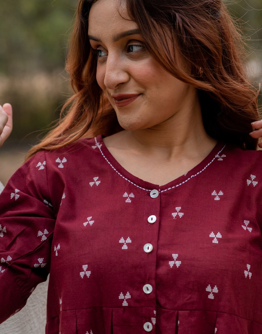 Maroon Peplum Top