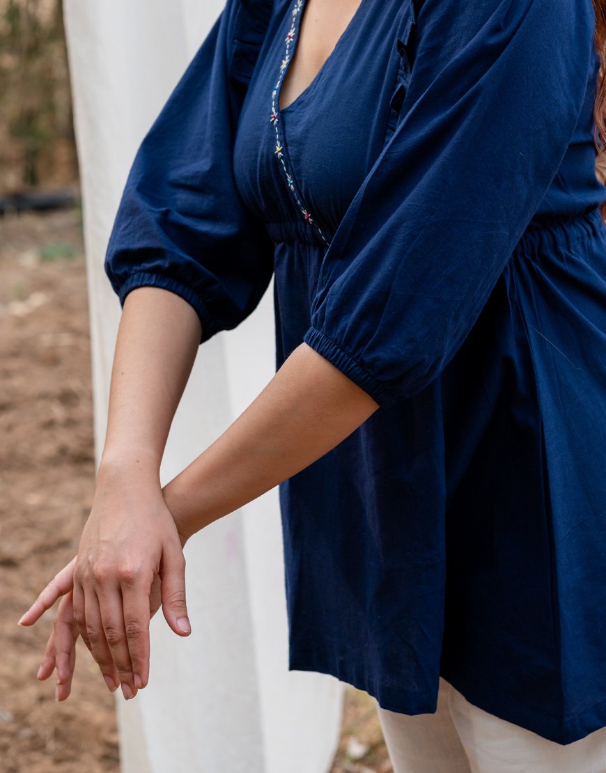 Navy Blue Peplum Top