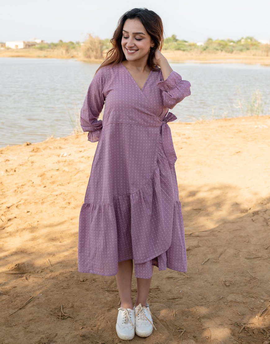 Rose Pink Weave Wrap Dress