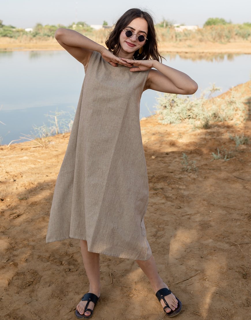 Tan Brown Sleeveless Dress