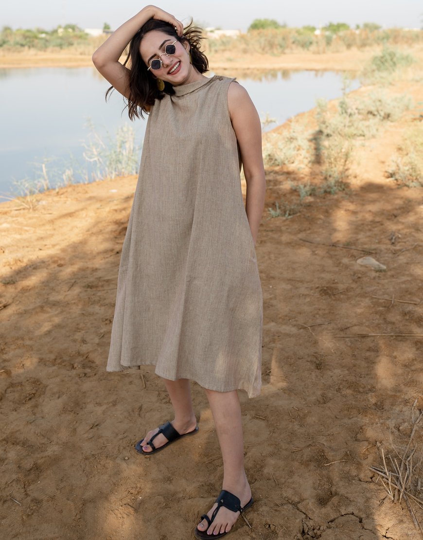 Tan Brown Sleeveless Dress