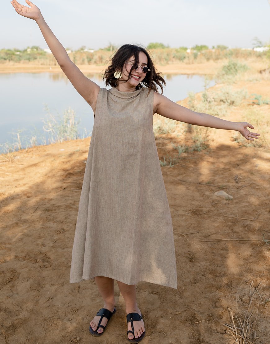 Tan Brown Sleeveless Dress