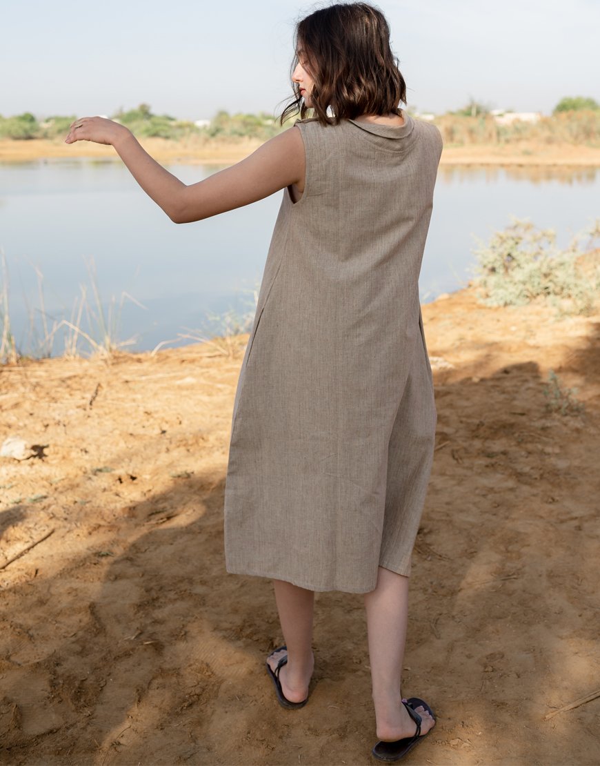 Tan Brown Sleeveless Dress