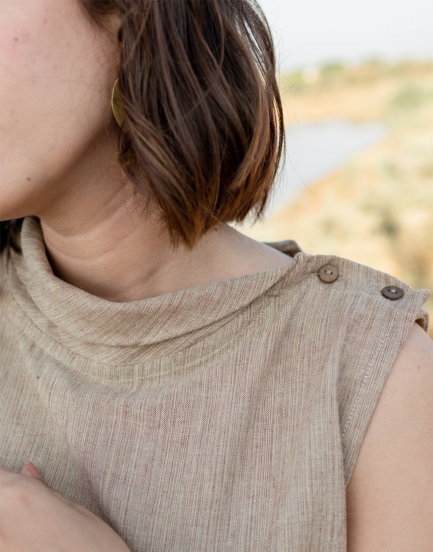 Tan Brown Sleeveless Dress