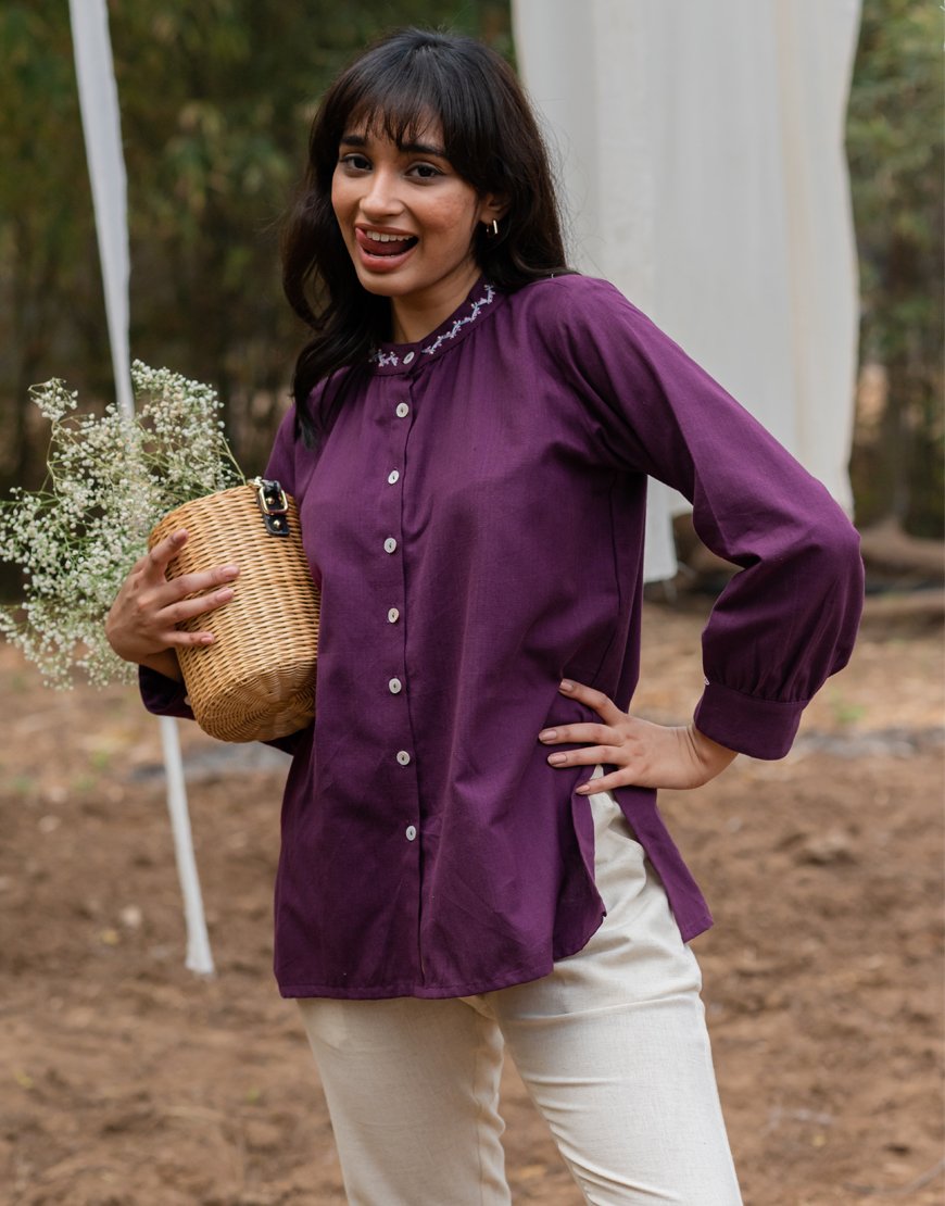 Violet Embroidered Top