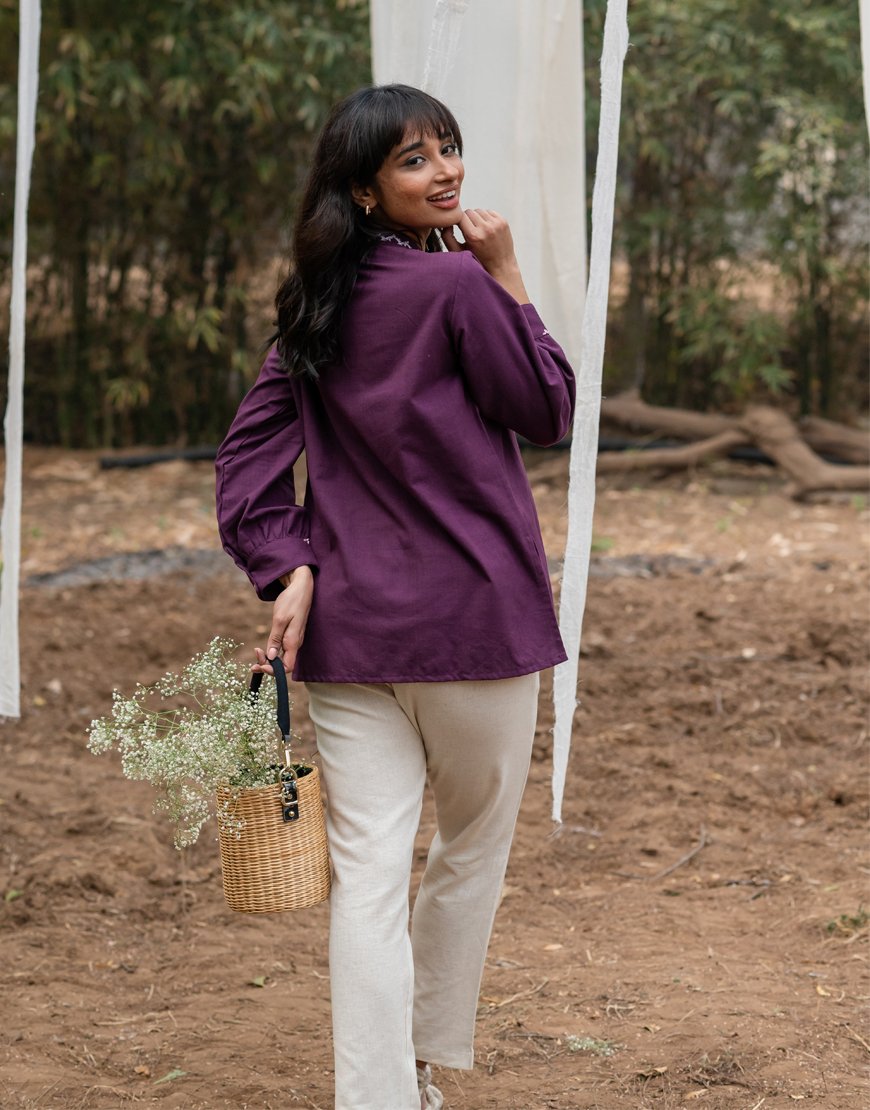 Violet Embroidered Top