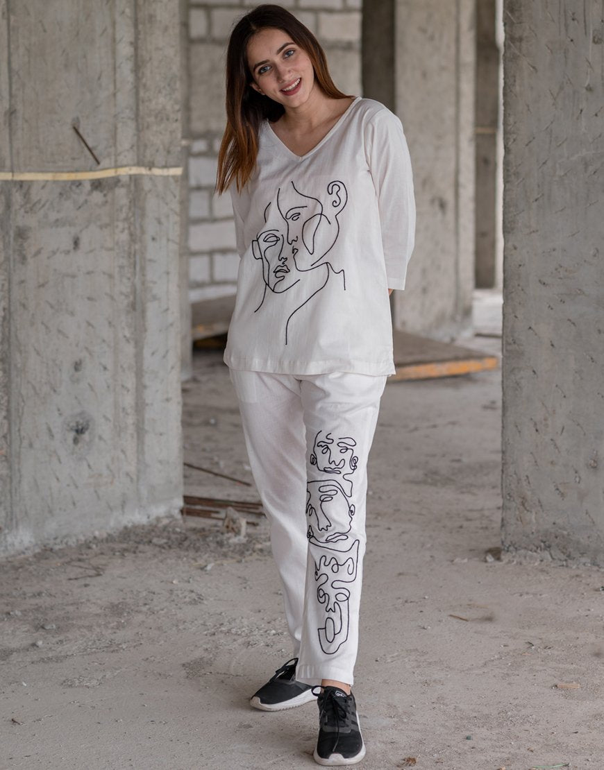 White Artsy Top