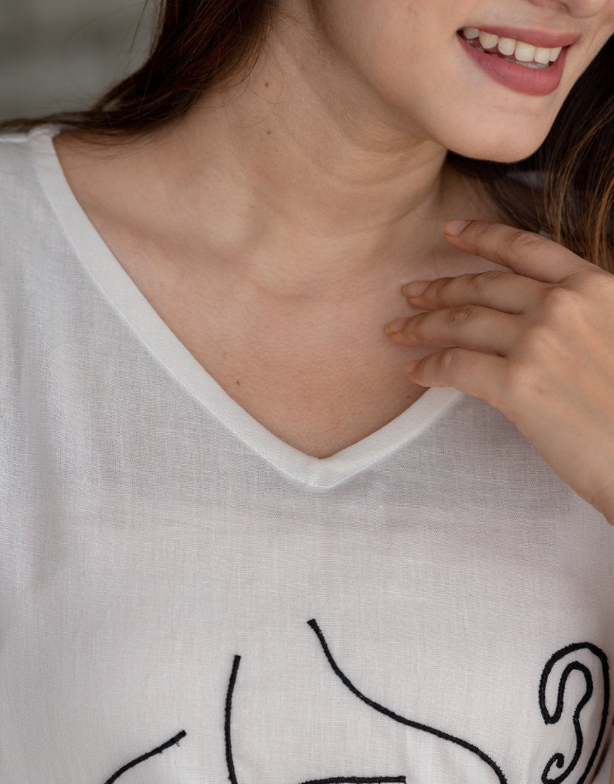 White Artsy Top