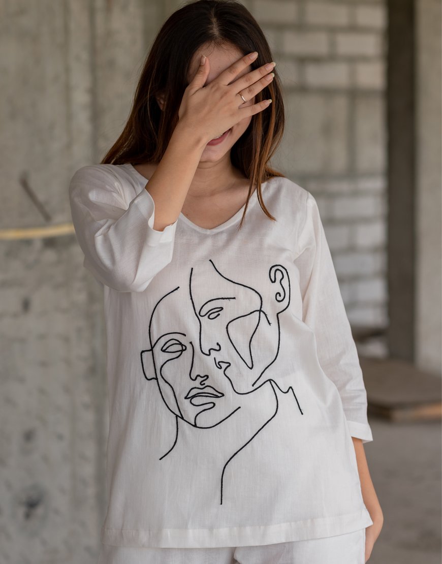 White Artsy Top