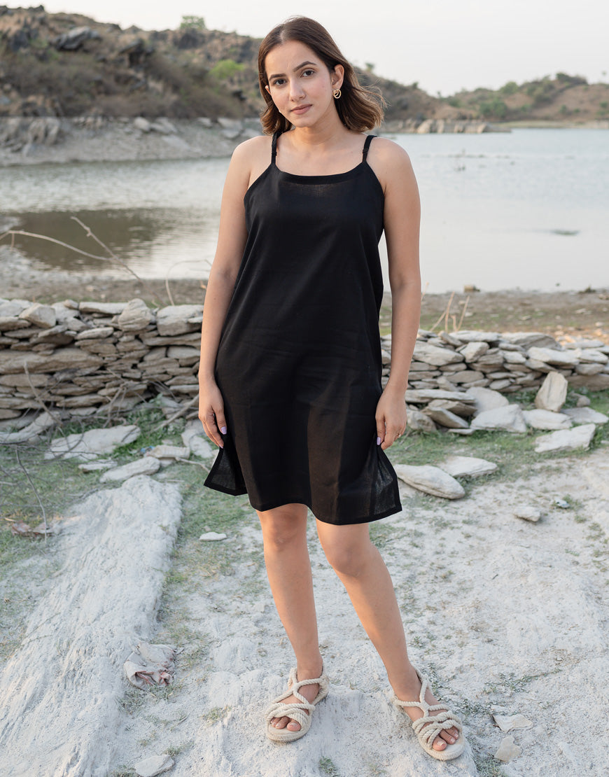 Jade Black Slip Dress