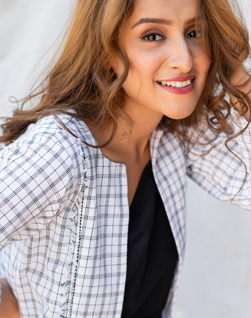 White & Black Checkered Jacket