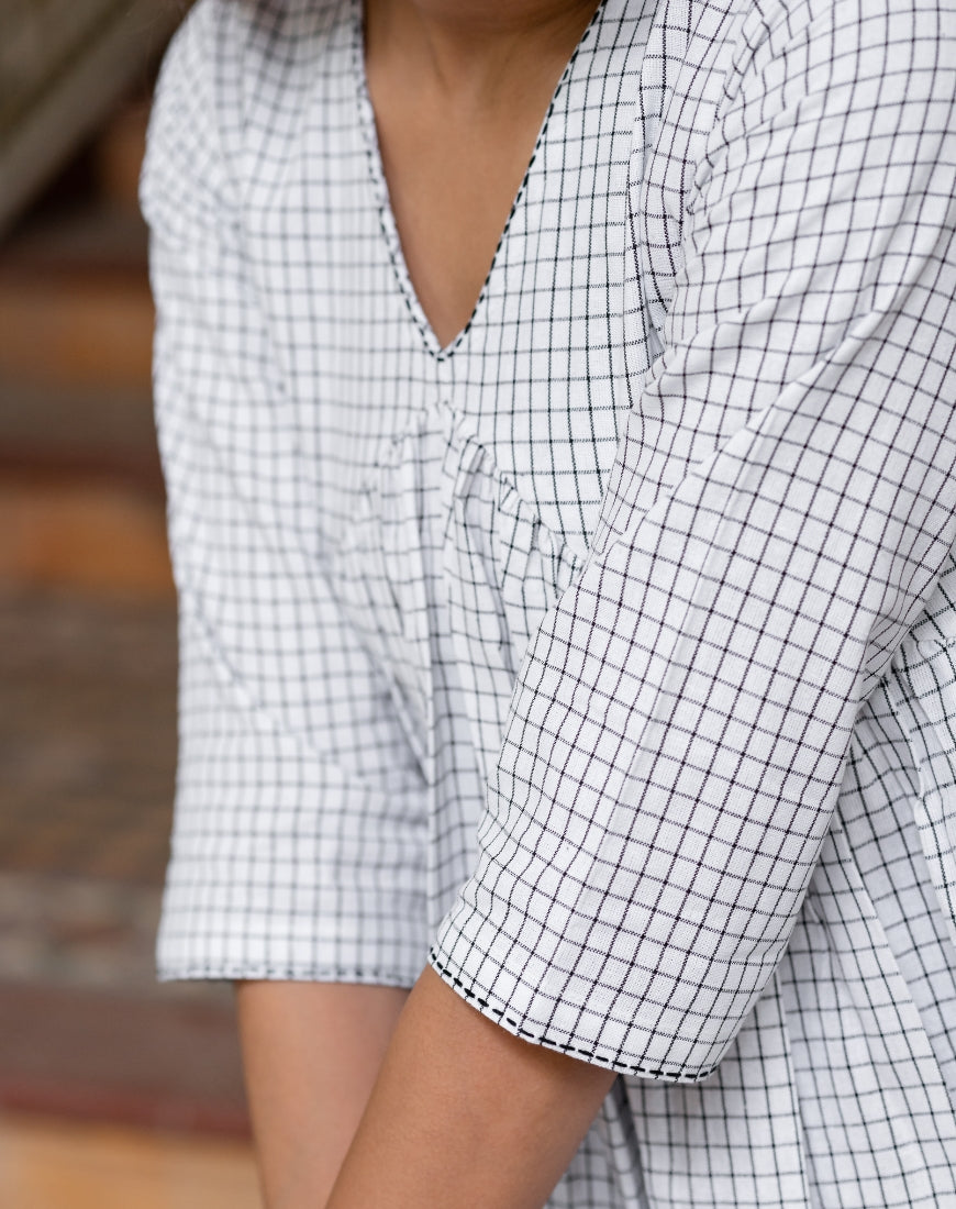 White Checkered Top