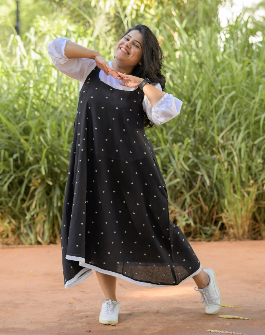 Black Weave Dress With Top