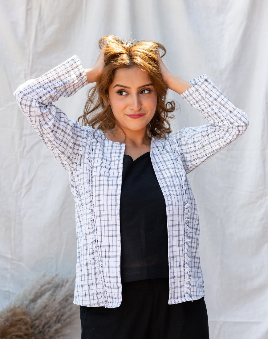 White & Black Checkered Jacket