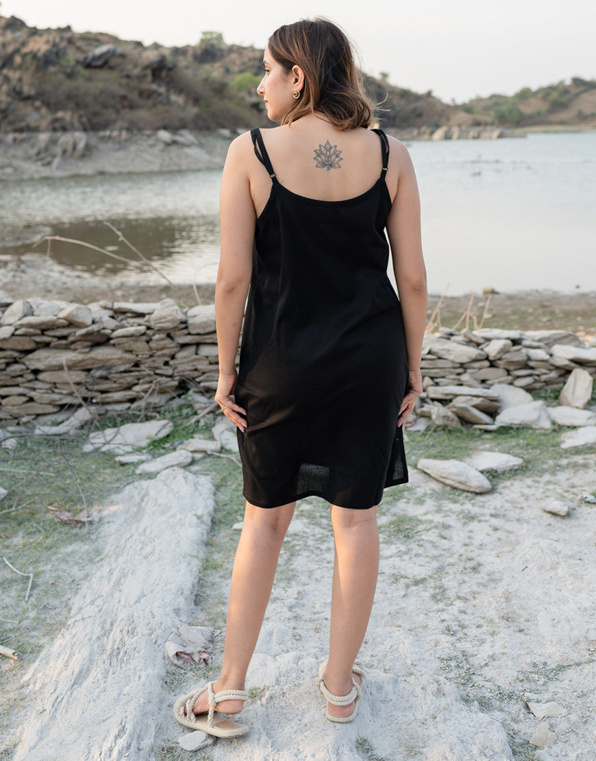 Jade Black Slip Dress