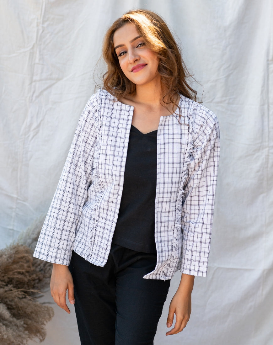 White & Black Checkered Jacket