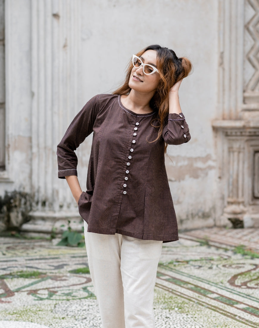 Brown Striped Top