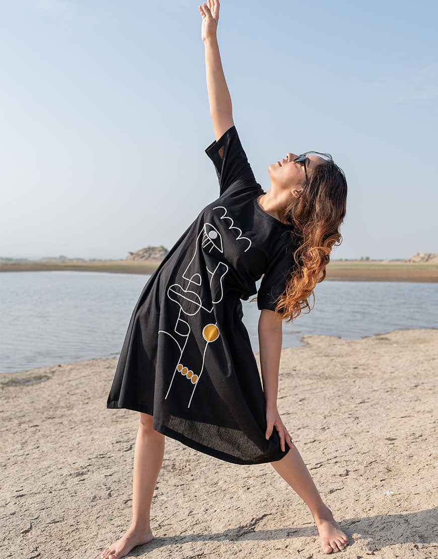 Artsy Black Funky Dress