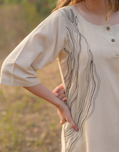 Beige Embroidered Co-ord Set