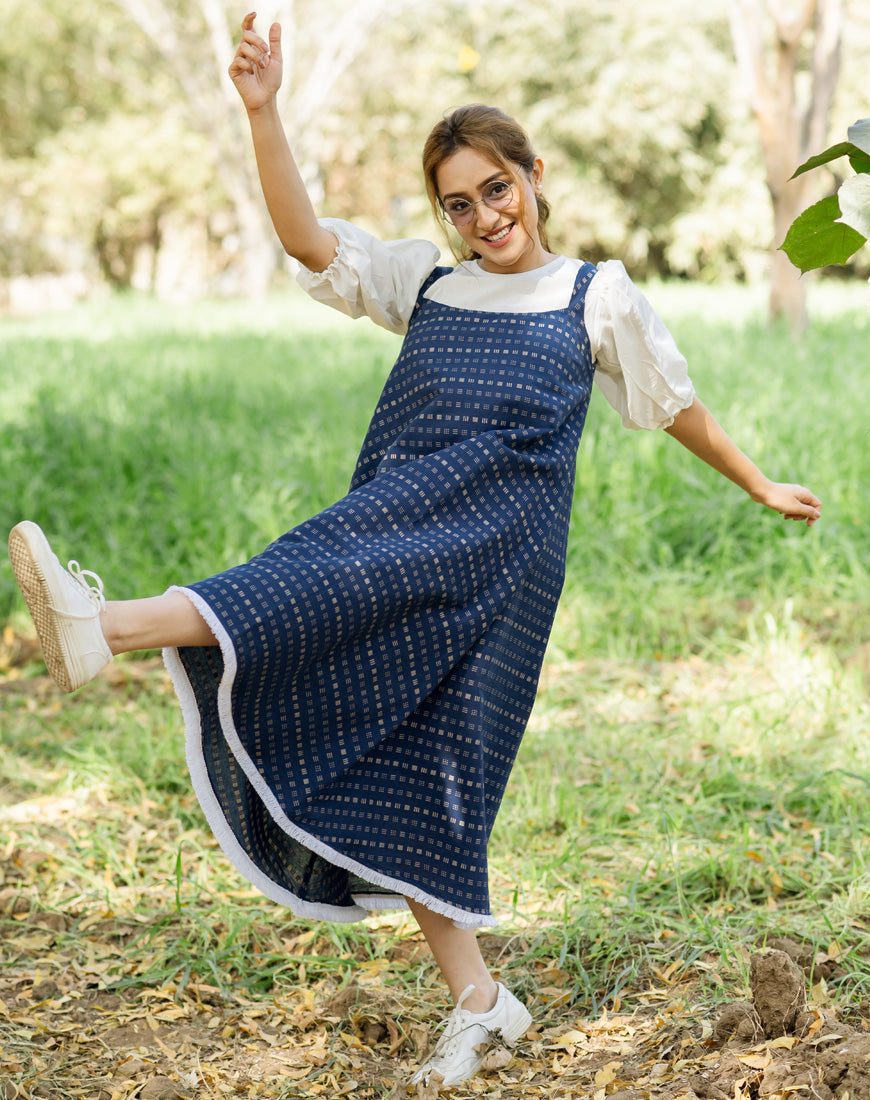 Blue Weave Dress With Top