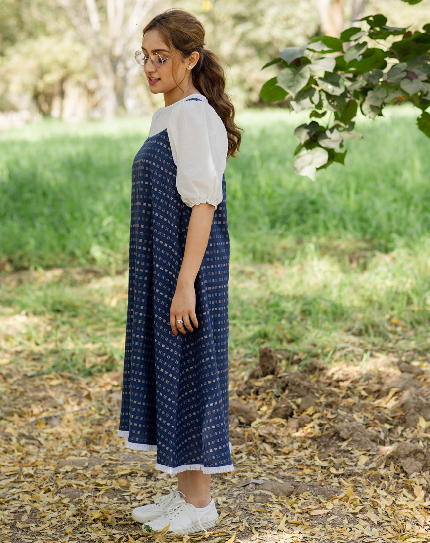 Blue Weave Dress With Top