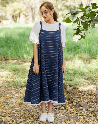 Blue Weave Dress With Top