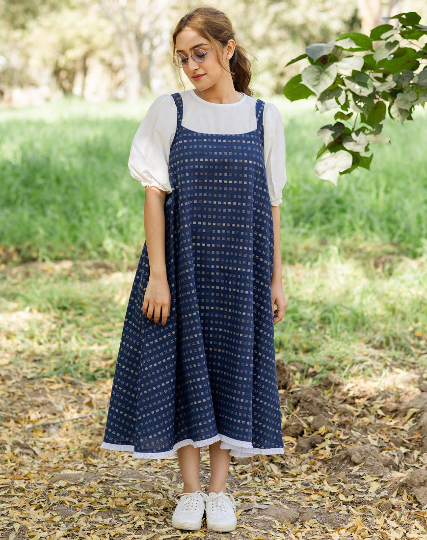 Blue Weave Dress With Top
