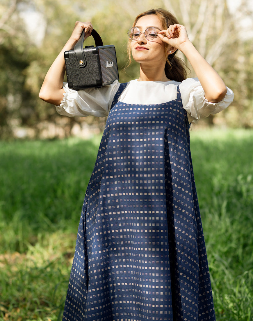 Blue Weave Dress With Top
