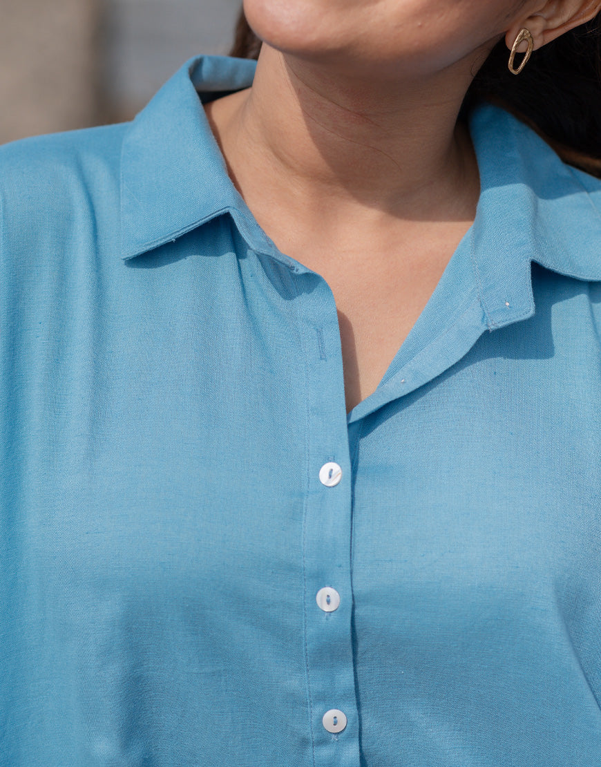 Calm blue Shirt Dress